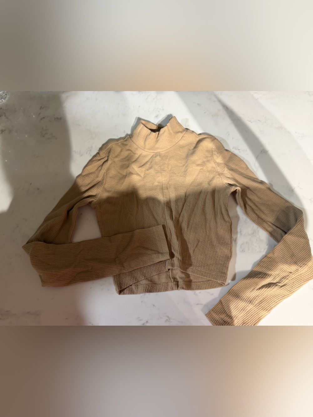 Bershka Ribbed Turtleneck Sweater in Camel